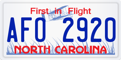NC license plate AFO2920
