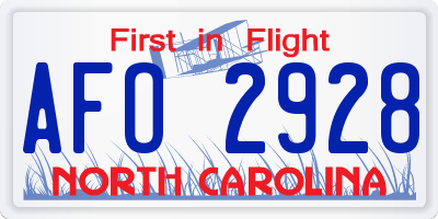 NC license plate AFO2928