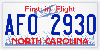 NC license plate AFO2930