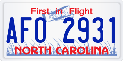 NC license plate AFO2931