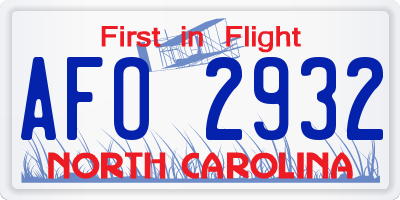 NC license plate AFO2932