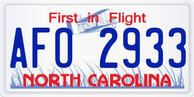 NC license plate AFO2933