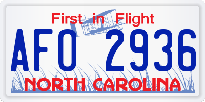 NC license plate AFO2936