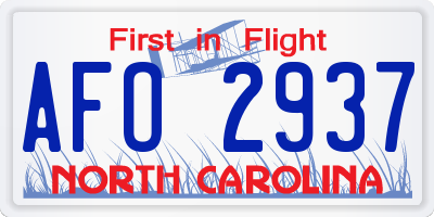 NC license plate AFO2937