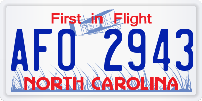 NC license plate AFO2943