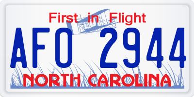 NC license plate AFO2944