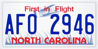 NC license plate AFO2946