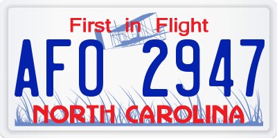 NC license plate AFO2947