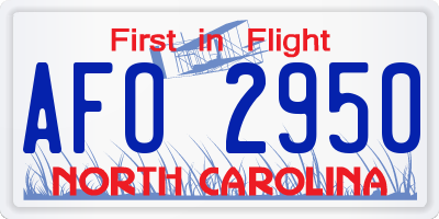 NC license plate AFO2950