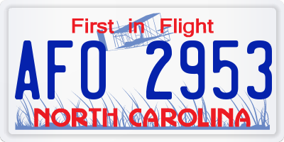 NC license plate AFO2953