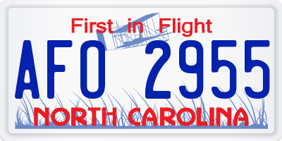 NC license plate AFO2955