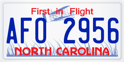 NC license plate AFO2956