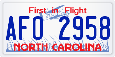 NC license plate AFO2958