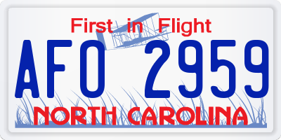 NC license plate AFO2959