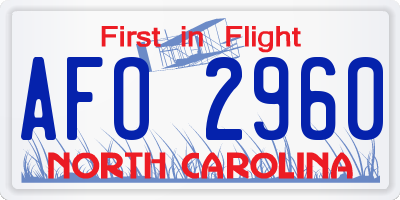 NC license plate AFO2960