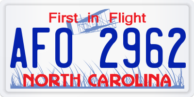 NC license plate AFO2962