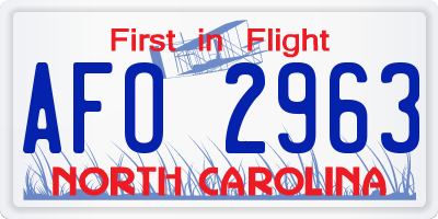 NC license plate AFO2963