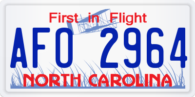 NC license plate AFO2964