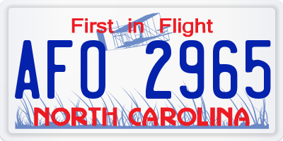 NC license plate AFO2965