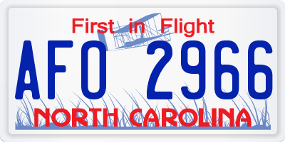 NC license plate AFO2966
