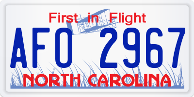 NC license plate AFO2967