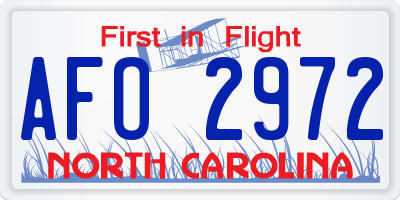 NC license plate AFO2972