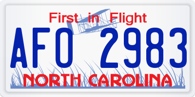 NC license plate AFO2983