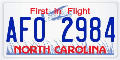 NC license plate AFO2984