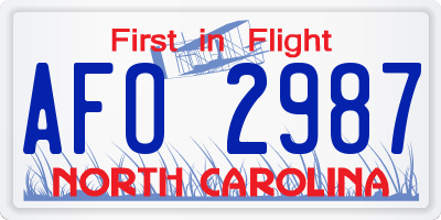 NC license plate AFO2987