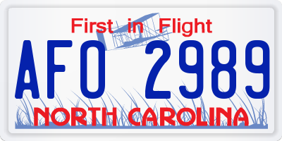 NC license plate AFO2989
