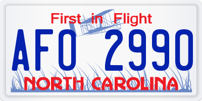 NC license plate AFO2990