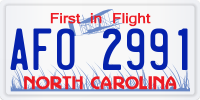 NC license plate AFO2991