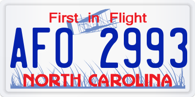 NC license plate AFO2993