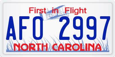NC license plate AFO2997