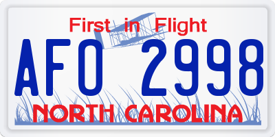 NC license plate AFO2998