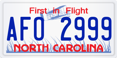 NC license plate AFO2999