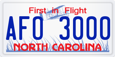 NC license plate AFO3000