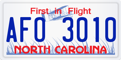 NC license plate AFO3010