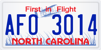 NC license plate AFO3014
