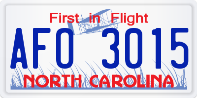 NC license plate AFO3015