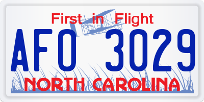 NC license plate AFO3029