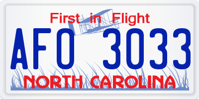 NC license plate AFO3033