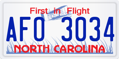 NC license plate AFO3034