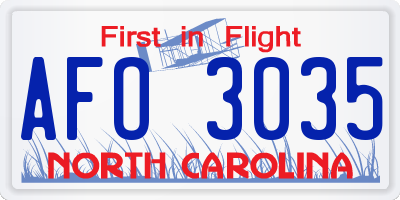 NC license plate AFO3035