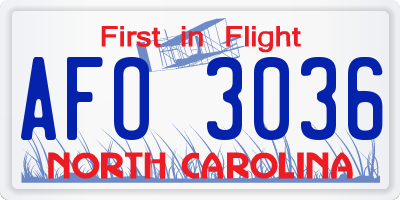 NC license plate AFO3036