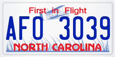 NC license plate AFO3039