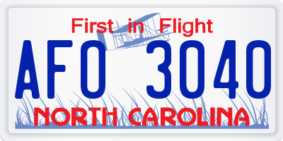 NC license plate AFO3040