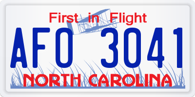 NC license plate AFO3041