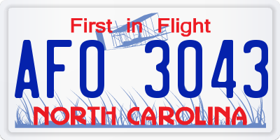 NC license plate AFO3043