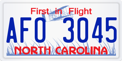 NC license plate AFO3045